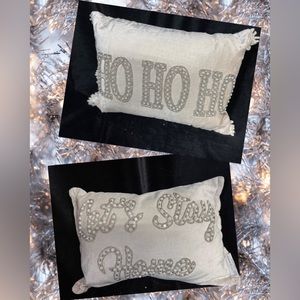 2 Velvet Christmas Pillows. Let’s Stay Home and Ho Ho Ho Lots of Beading !